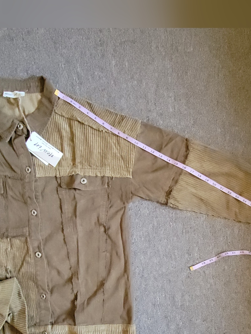 NWT Size L  Olive/Brown Corduroy Button Down Oversized "Shacket" Shirt Jacket - Picture 6 of 8